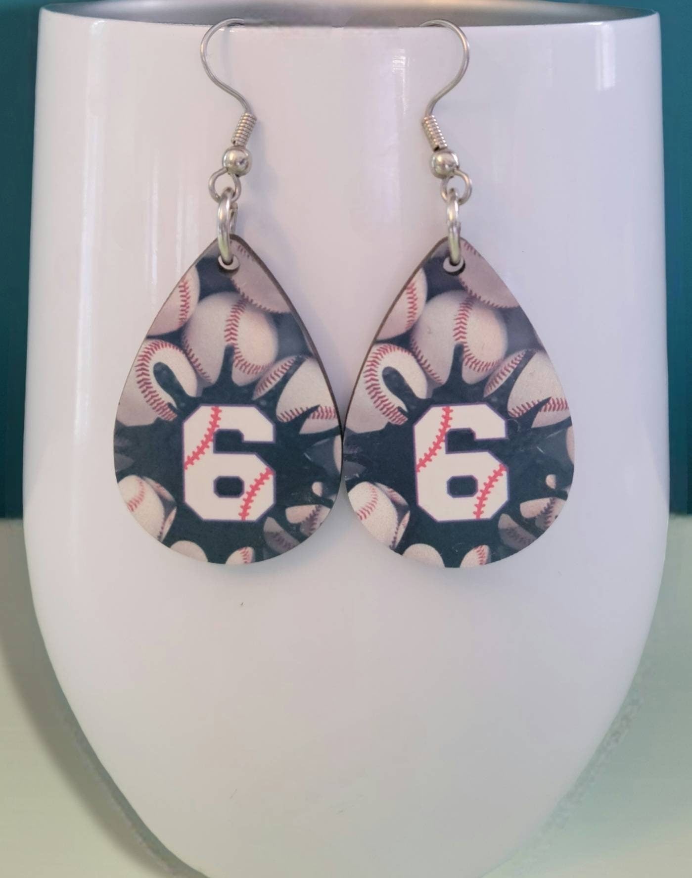 Personalized Baseball Number Earrings: Baseball Mom Gift