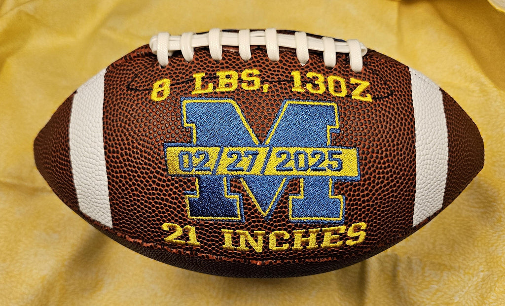 Personalized Embroidered Football Keepsake: Custom Football Gift