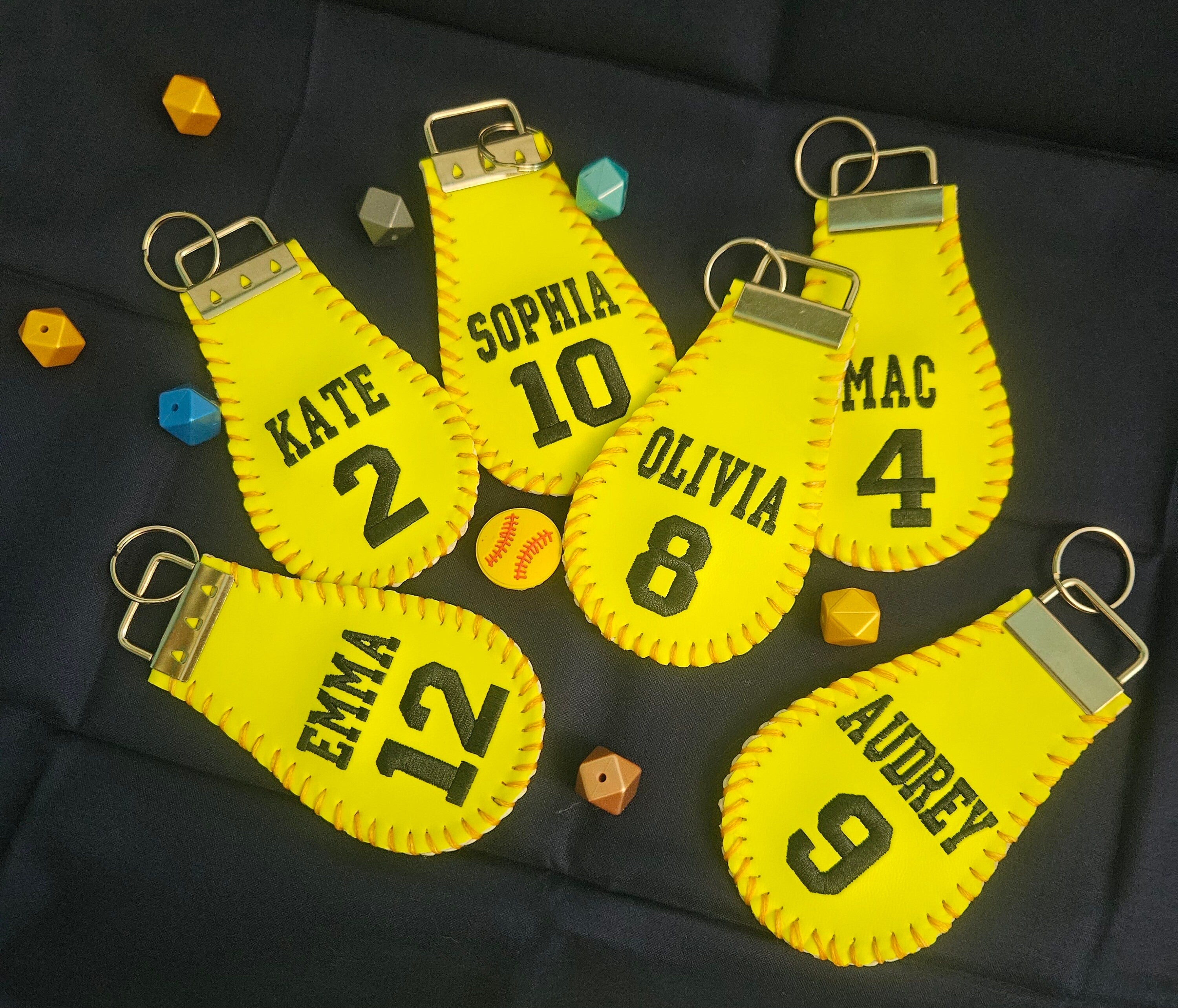 Softball Keychain for Team Softball Gift for Player Gift for Softball Coach Softball Bag Charm Bag Tag Key Chain for Softball Mom/Dad