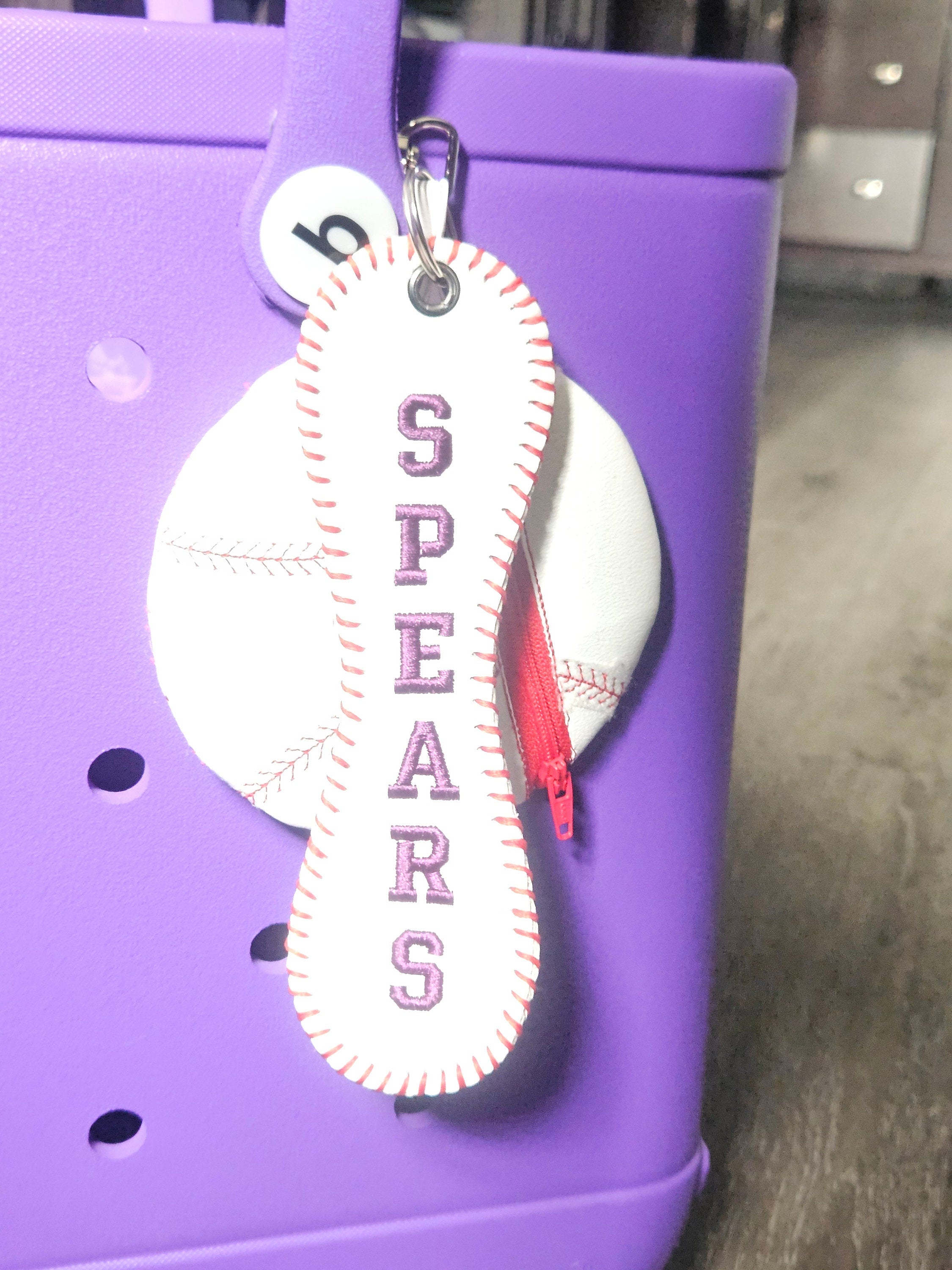 Personalized Baseball/Softball Bag Tag: Embroidered Sports Bag Charm