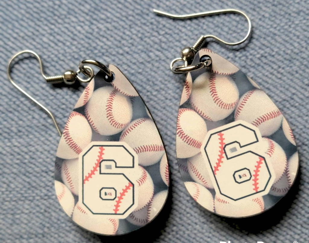 Personalized Baseball Number Earrings: Baseball Mom Gift