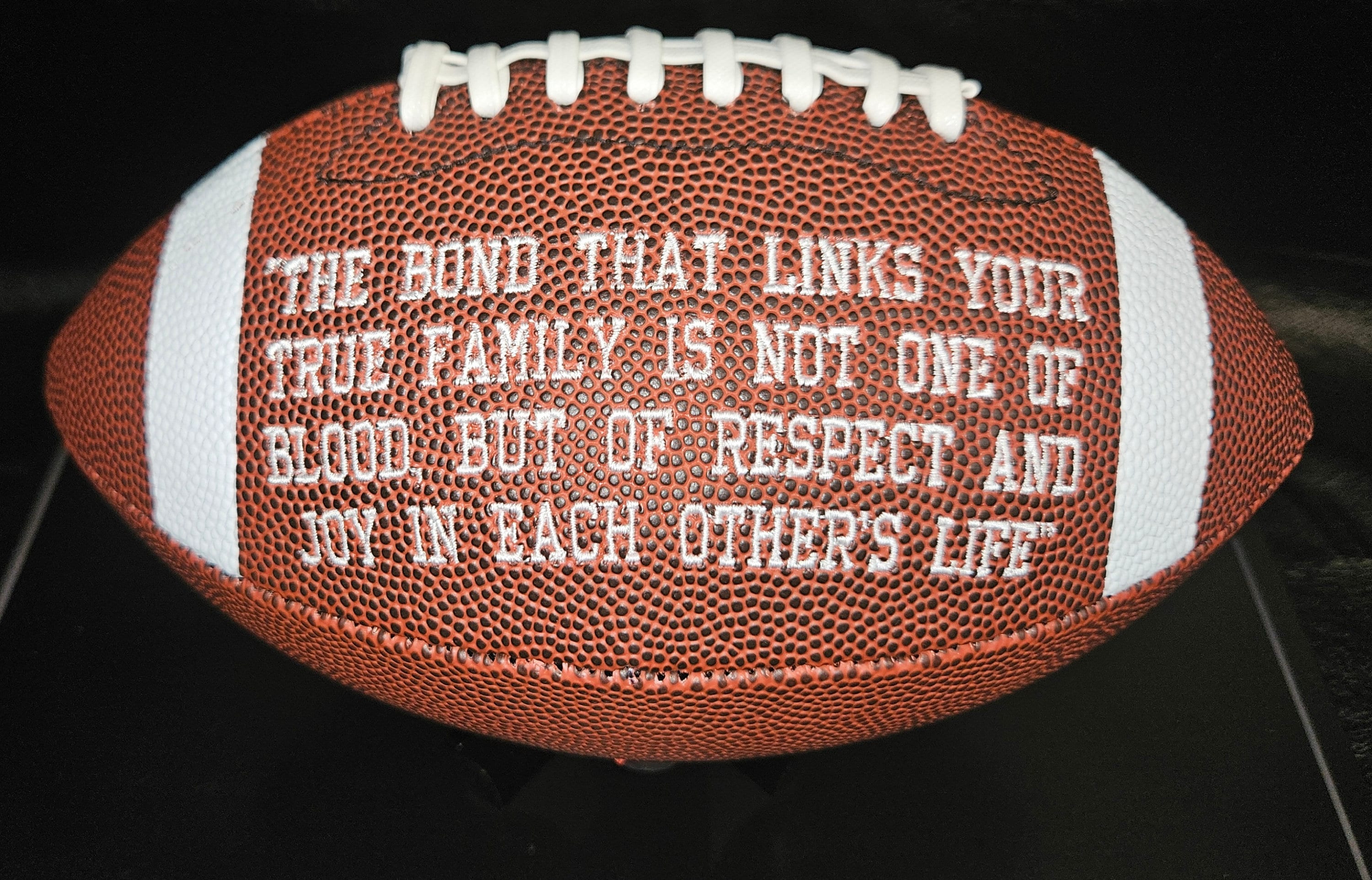 Personalized Embroidered Football Keepsake: Custom Football Gift