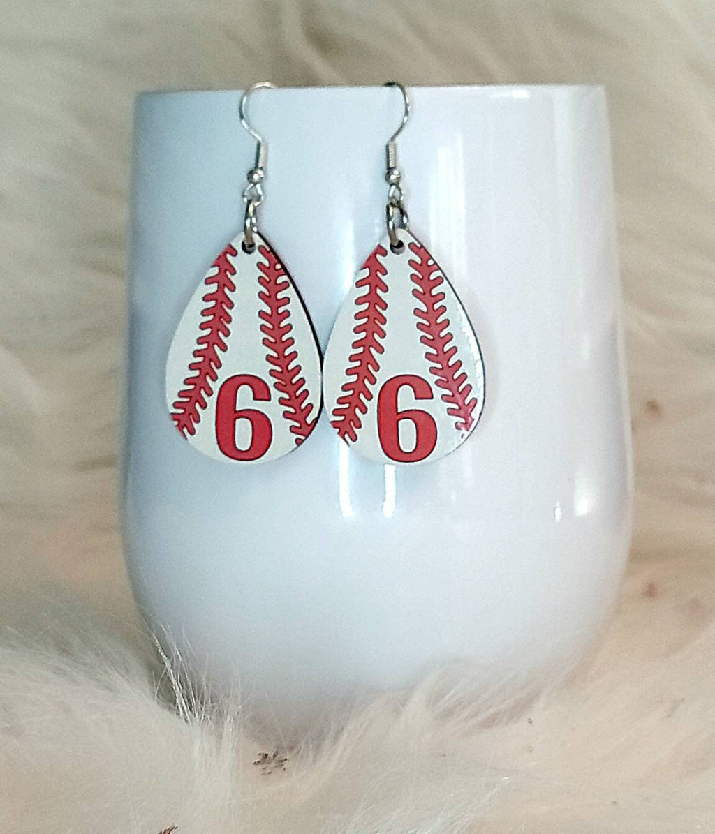 Customized Baseball Number Earrings: Personalized Baseball Mom Gift