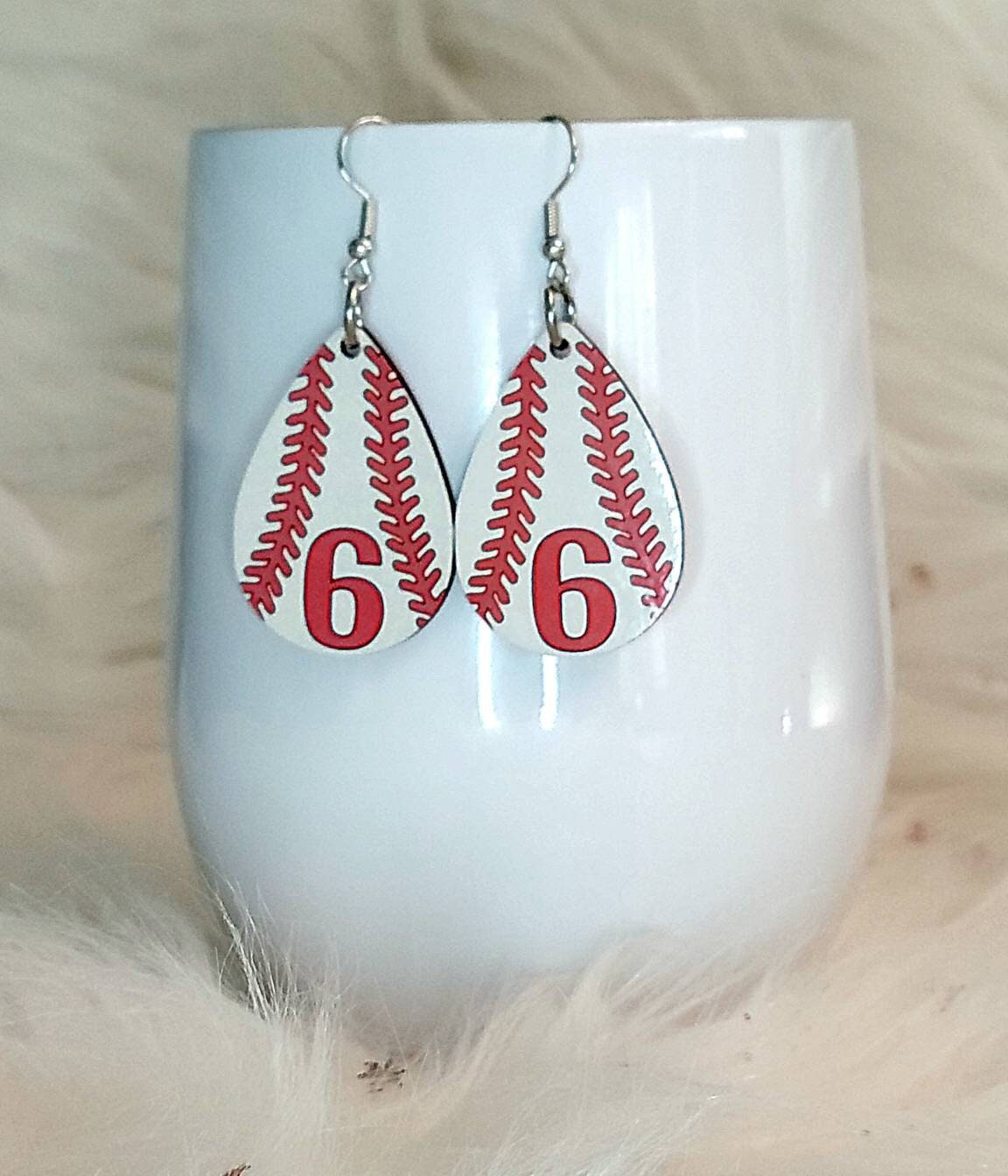 Customized Baseball Number Earrings: Personalized Baseball Mom Gift