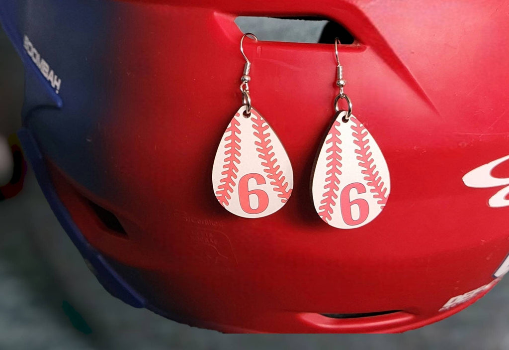 Customized Baseball Number Earrings: Personalized Baseball Mom Gift