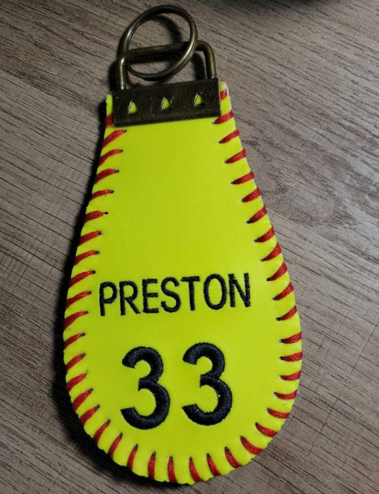 Softball Keychain for Team Softball Gift for Player Gift for Softball Coach Softball Bag Charm Bag Tag Key Chain for Softball Mom/Dad