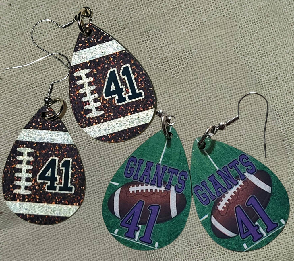 Personalized Football Earrings: Custom Number, Team Jewelry