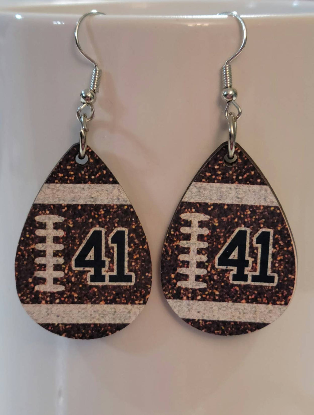 Personalized Football Earrings: Custom Number, Team Jewelry