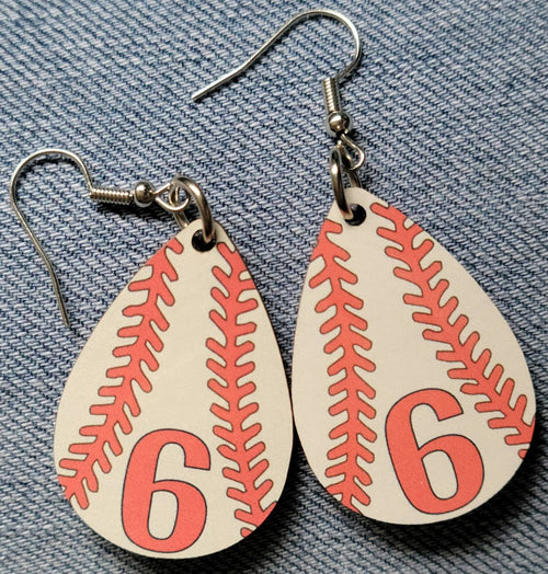 Customized Baseball Number Earrings: Personalized Baseball Mom Gift