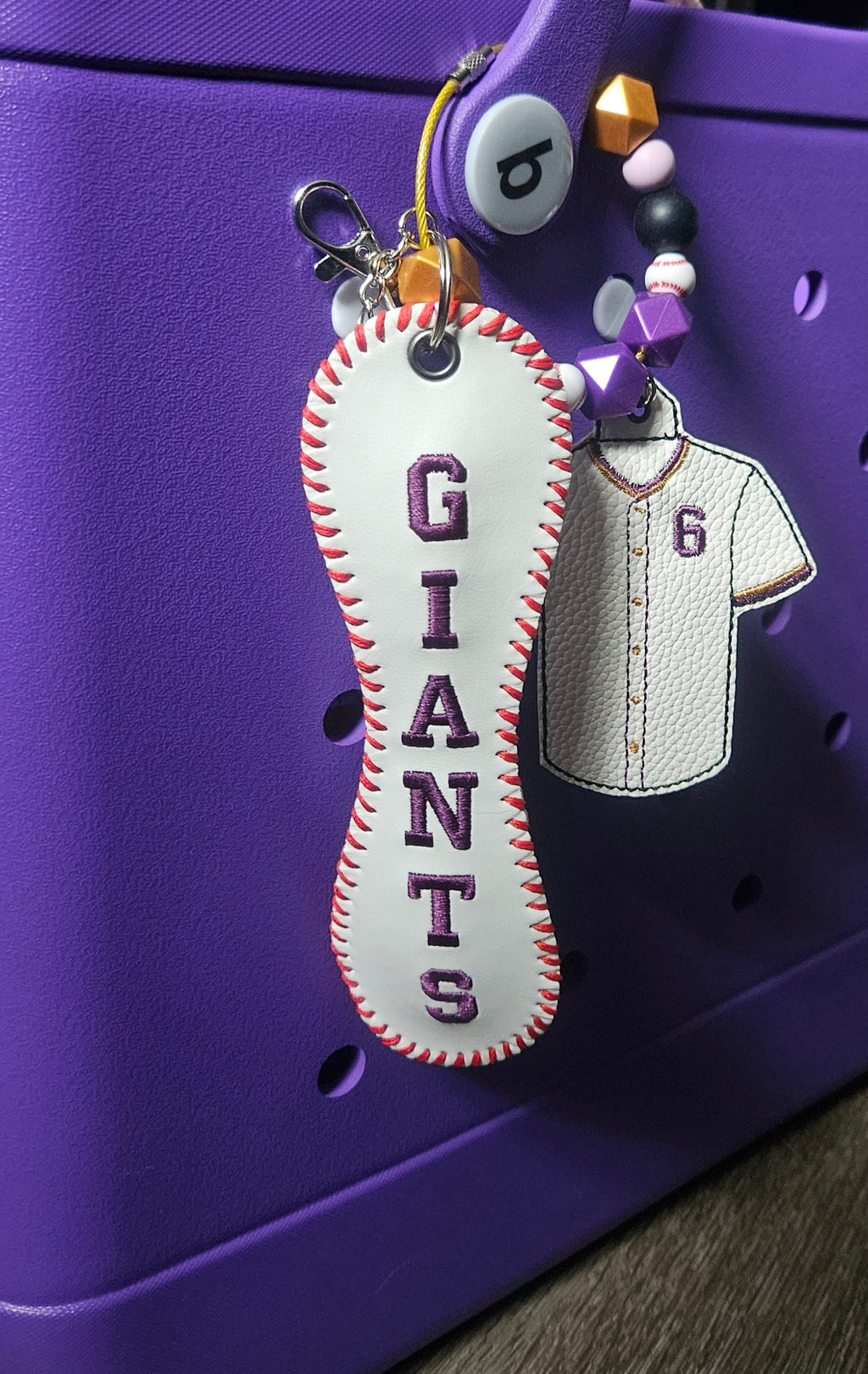 Personalized Baseball/Softball Bag Tag: Embroidered Sports Bag Charm