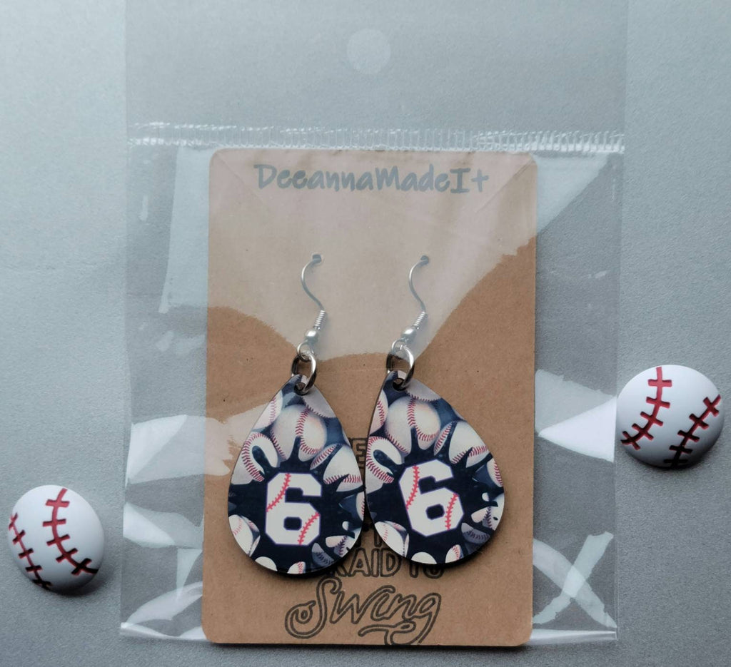 Personalized Baseball Number Earrings: Baseball Mom Gift