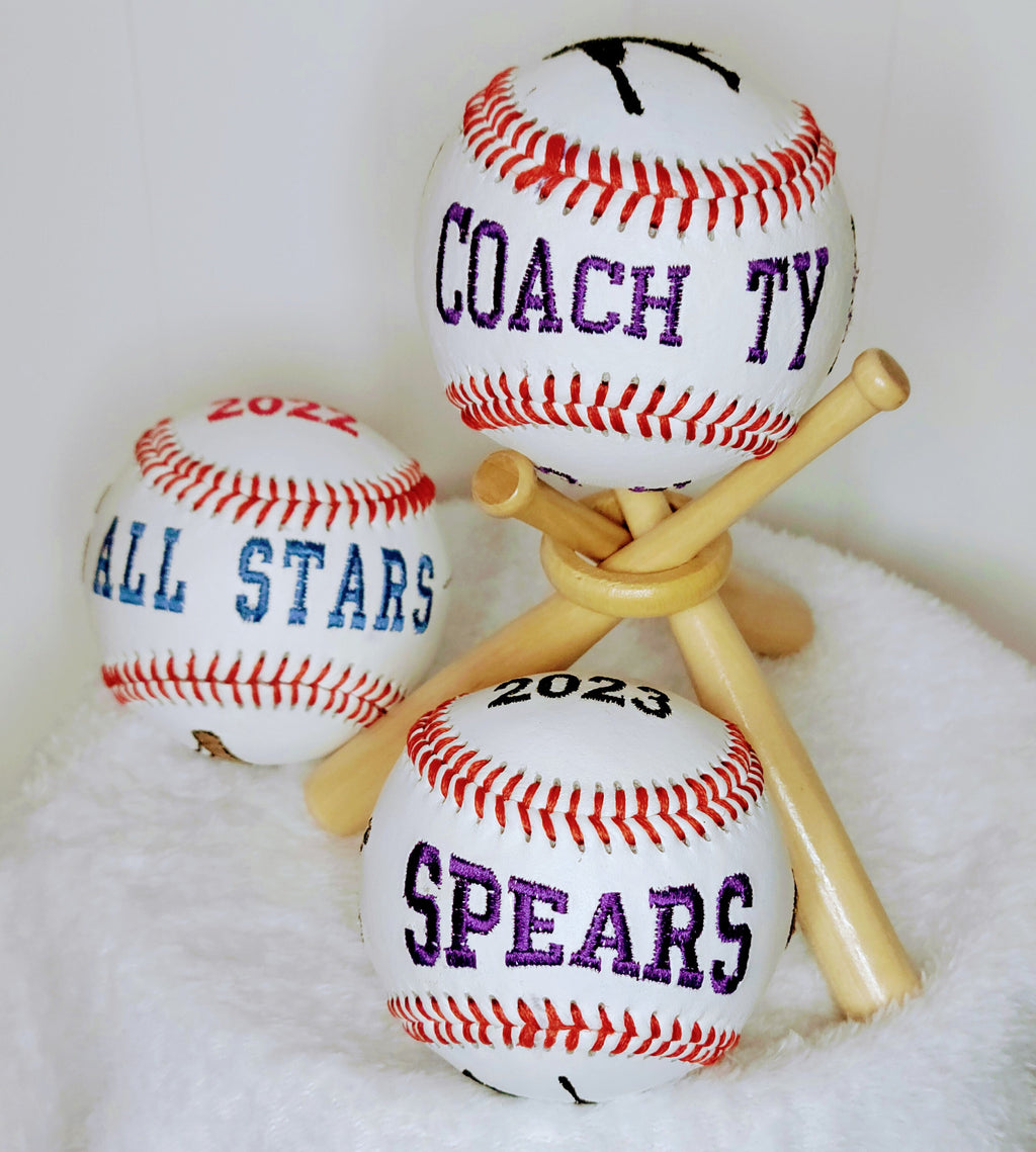 Personalized Baseball Fathers Day Gift Embroidered Baseball Senior Gift End of Season Gift Coach Gift Team Award Wedding Birth Announcement