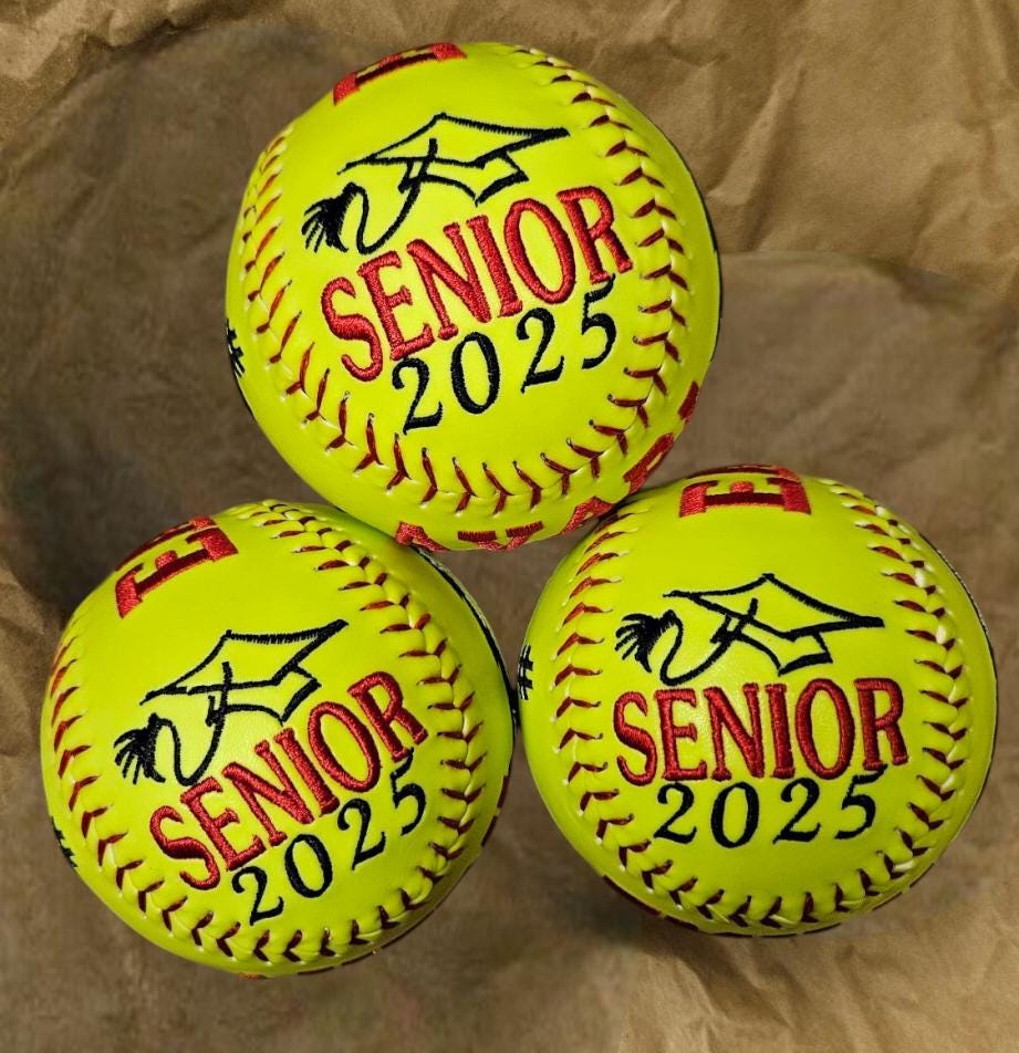 Personalized Embroidered Softball, Custom Team Gift