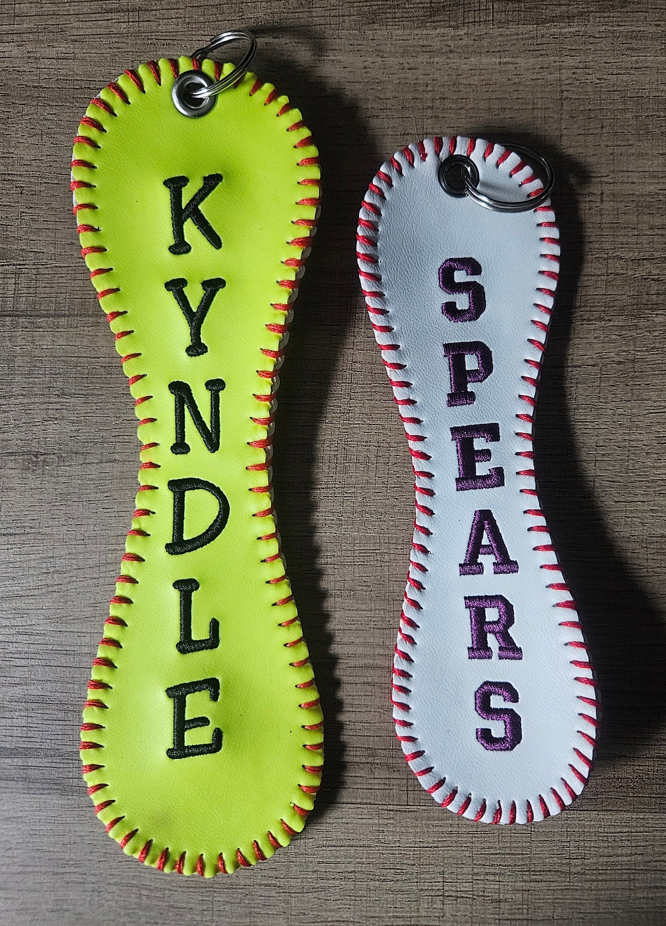 Personalized Baseball/Softball Bag Tag: Embroidered Sports Bag Charm