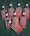 Patriotic Baseball Keychain: Faux Leather Bag Tag