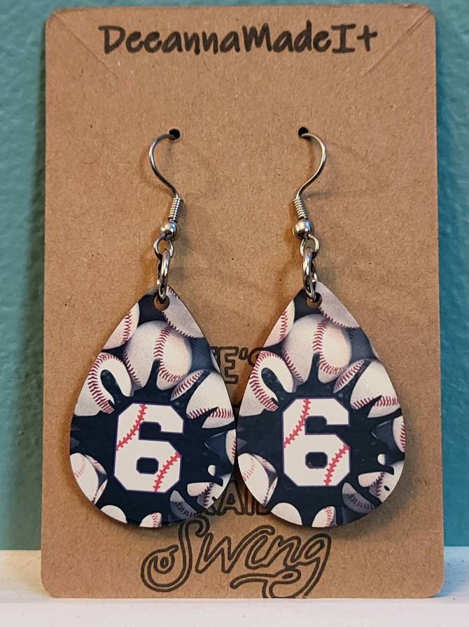 Personalized Baseball Number Earrings: Baseball Mom Gift
