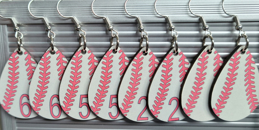 Customized Baseball Number Earrings: Personalized Baseball Mom Gift