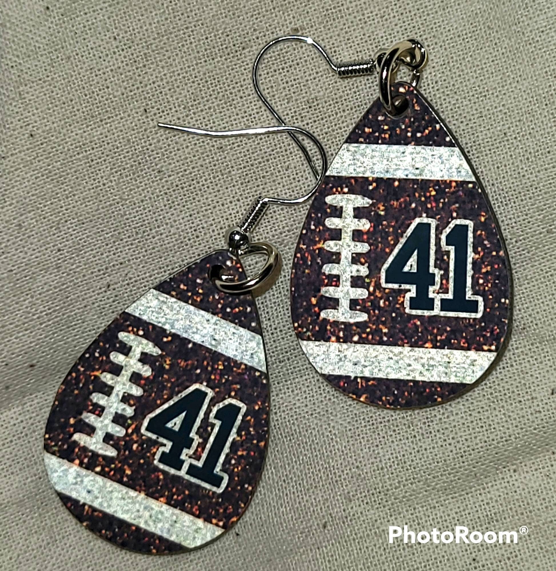 Personalized Football Earrings: Custom Number, Team Jewelry
