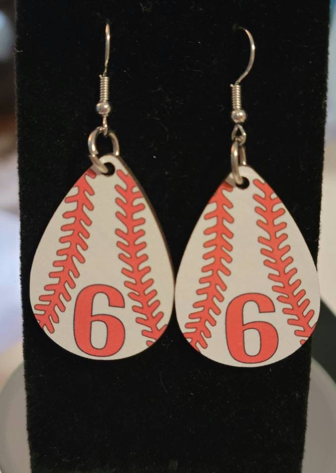 Customized Baseball Number Earrings: Personalized Baseball Mom Gift