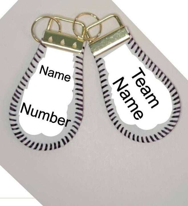 Personalized Baseball Keychain: Embroidered Leather Bag Tag