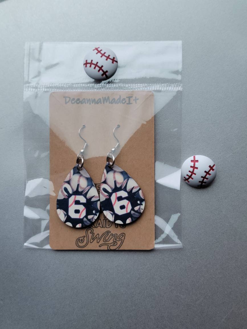 Personalized Baseball Number Earrings: Baseball Mom Gift